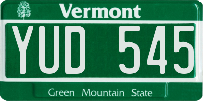 VT license plate YUD545