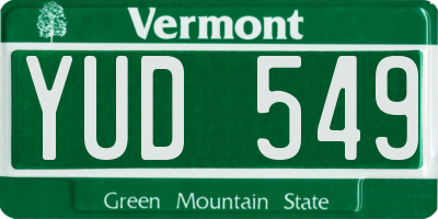 VT license plate YUD549