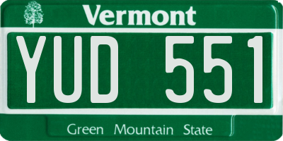 VT license plate YUD551