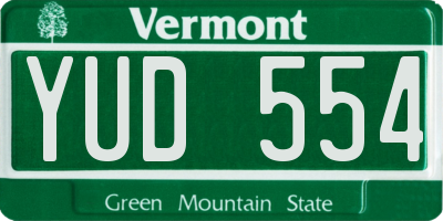 VT license plate YUD554