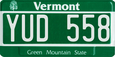 VT license plate YUD558
