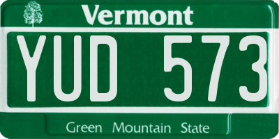 VT license plate YUD573