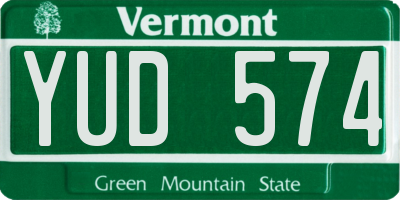 VT license plate YUD574