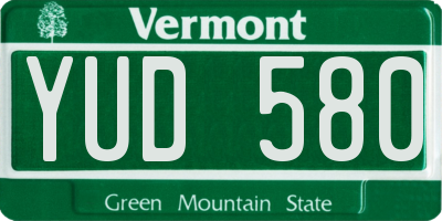 VT license plate YUD580