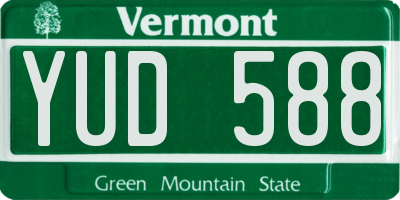 VT license plate YUD588