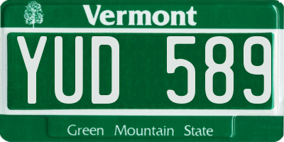 VT license plate YUD589