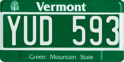 VT license plate YUD593