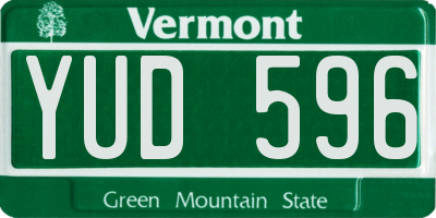 VT license plate YUD596