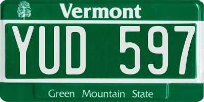 VT license plate YUD597