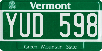 VT license plate YUD598