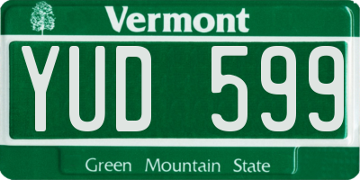 VT license plate YUD599