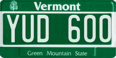 VT license plate YUD600