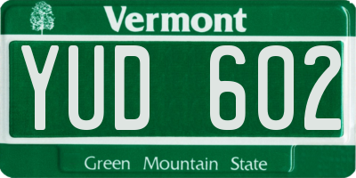 VT license plate YUD602