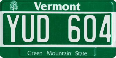 VT license plate YUD604