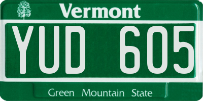VT license plate YUD605