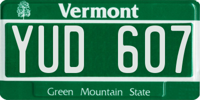 VT license plate YUD607