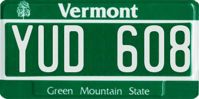 VT license plate YUD608