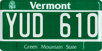 VT license plate YUD610
