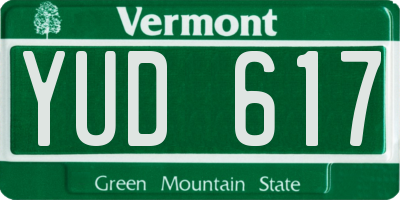 VT license plate YUD617