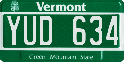 VT license plate YUD634