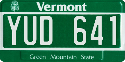 VT license plate YUD641