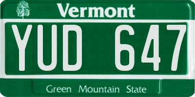 VT license plate YUD647