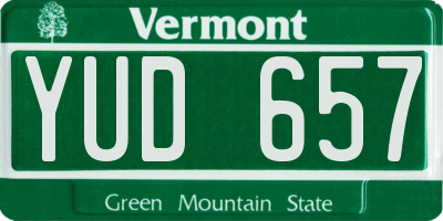 VT license plate YUD657