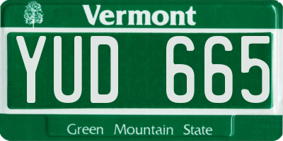 VT license plate YUD665