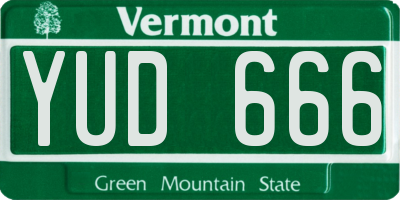 VT license plate YUD666