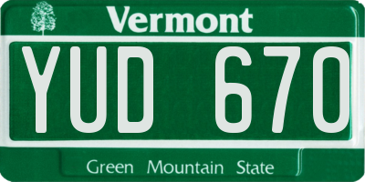 VT license plate YUD670