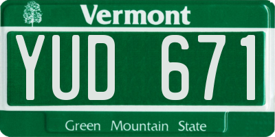 VT license plate YUD671