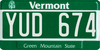 VT license plate YUD674