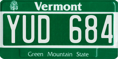 VT license plate YUD684