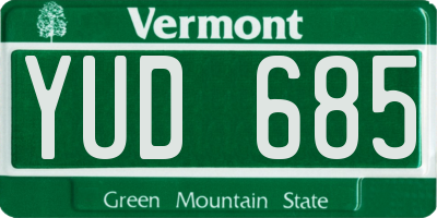 VT license plate YUD685