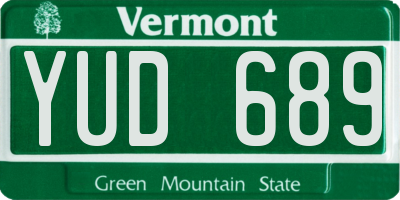 VT license plate YUD689