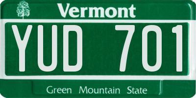 VT license plate YUD701
