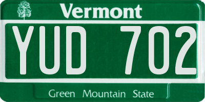 VT license plate YUD702