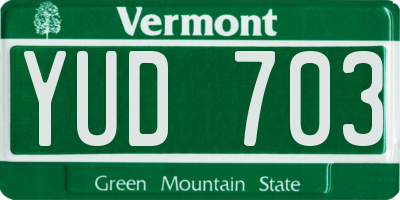VT license plate YUD703