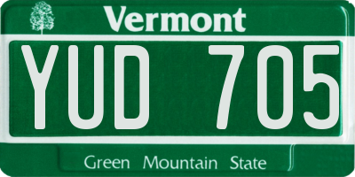 VT license plate YUD705
