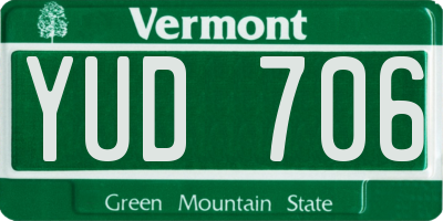 VT license plate YUD706