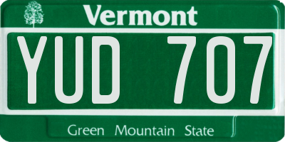 VT license plate YUD707