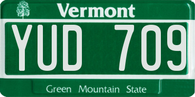 VT license plate YUD709