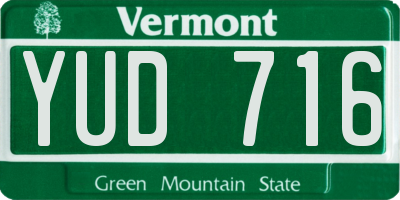 VT license plate YUD716