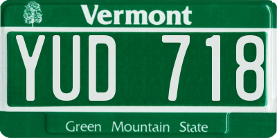 VT license plate YUD718