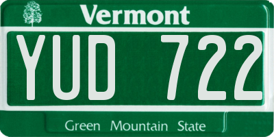 VT license plate YUD722