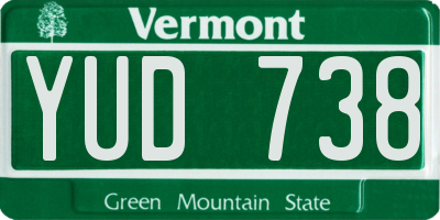 VT license plate YUD738
