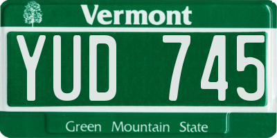 VT license plate YUD745