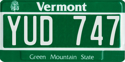 VT license plate YUD747