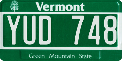 VT license plate YUD748