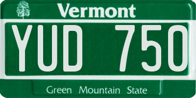 VT license plate YUD750